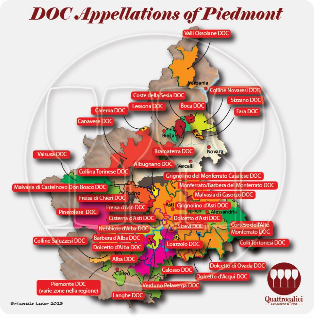 DOC wine denominations of Piedmont